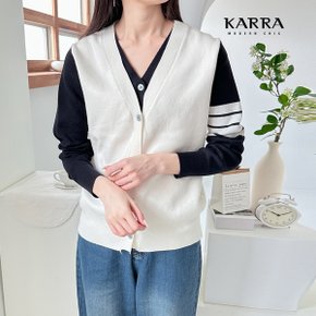 KARRA 톰스트라이프와이넥가디건_KB3SCD025C