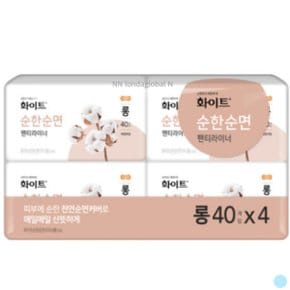 화이트 순한순면 일자형 팬티라이너 롱 40매 X 4팩