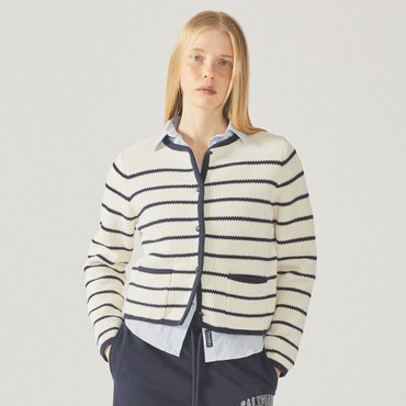 후아유 Stripe Button Outer Cardigan WHCKF1251F