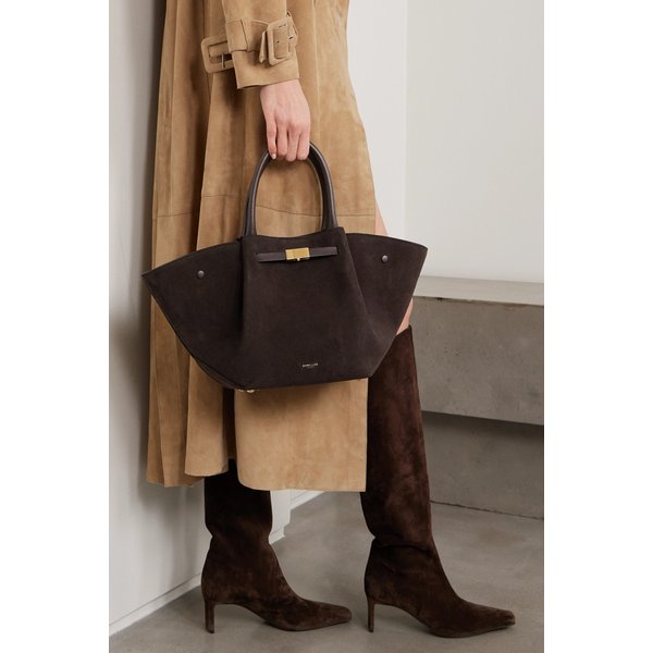 드멜리어 미디 뉴욕 가죽 트리밍 스웨이드 토트 초콜릿 46376663162972694