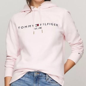 여성 Tommy 로고 후드티 Lt Pink