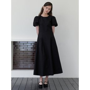 serenade puff pintuck dress - black