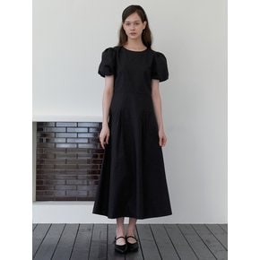 serenade puff pintuck dress - black