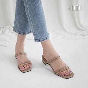 여성 스퀘어 블럭힐 슬리퍼 4.2cm