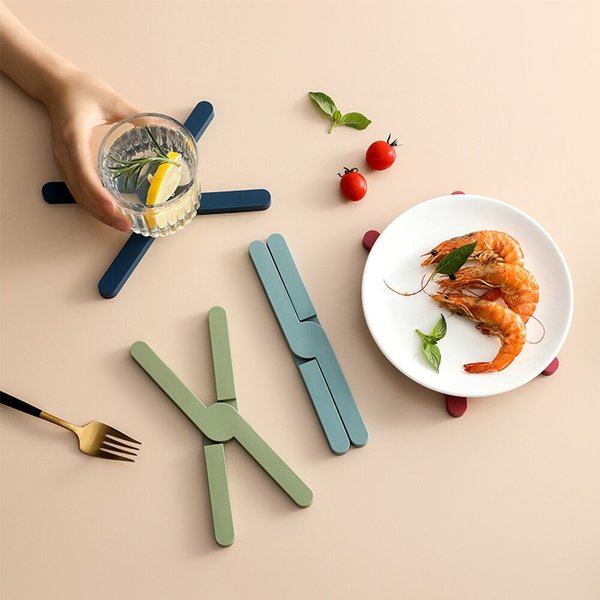 [토마]폴딩 실리콘 냄비받침대 2개세트/실리콘 조리도구 답례품 우드(CN8890)