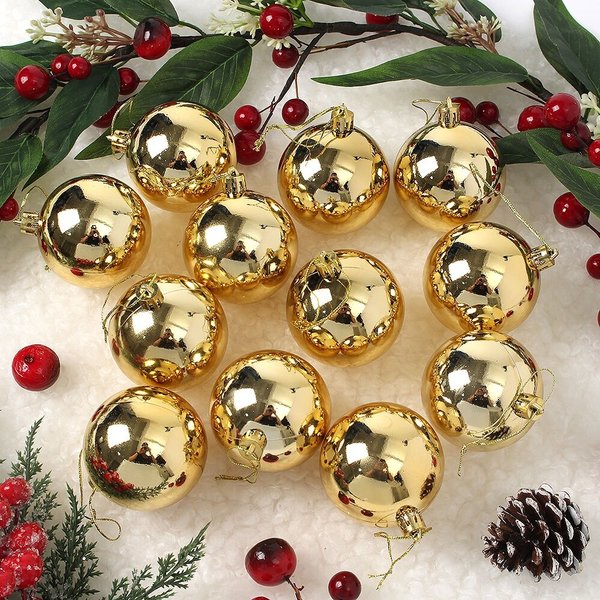 골드 유광볼 12p세트(6cm) 트리 장식구슬