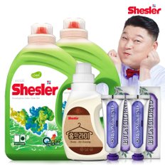 강호동의 쉬슬러 액상 세제 유칼립투스 3.05L 2개+홈드라이전용 650ml 1개+잇몸케어 치약 100g 2개.