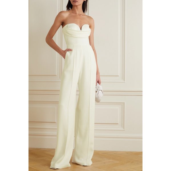 헤이든 스트랩리스 드레이프 크레이프 점프수트 화이트