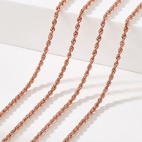 18K 팔찌 할로우 로프 체인 핑크 골드