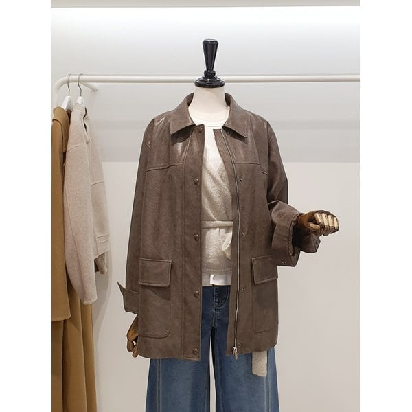 [파주점] 쥬크 주크 루즈핏 페이크레더 하프자켓​​ V261PSF951