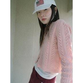 VELVET TEXTURED CARDIGAN_LIGHT PINK