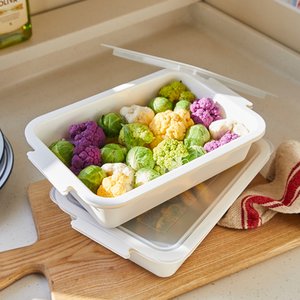 올유리빙 냉동실 냉장고 정리 보관 용기  플라스틱 직사각 바트 밧드 야채 채소 김밥 중 2개