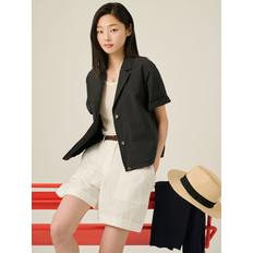 25SS 코튼 혼방 반소매 쇼트 재킷 - 블랙 BF5411C065