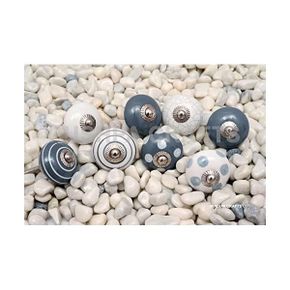 독일 인테리어 문고리 PUSHPACRAFTS 8 x Ceramic Cupboard Drawer Knobs Hand Painted Grey Whit