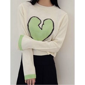 라운드넥 러블리 하트 자수 긴팔 배색 니트  WIBANT087 _P356429343