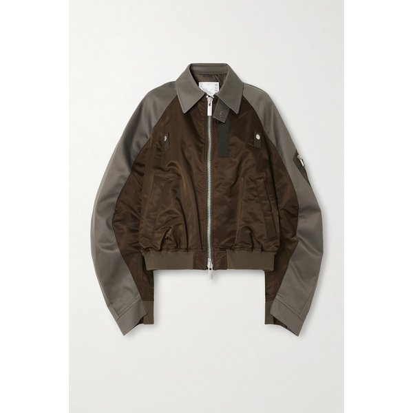 코튼 캔버스와 쉘 봄버 재킷 브라운 46376663162958864