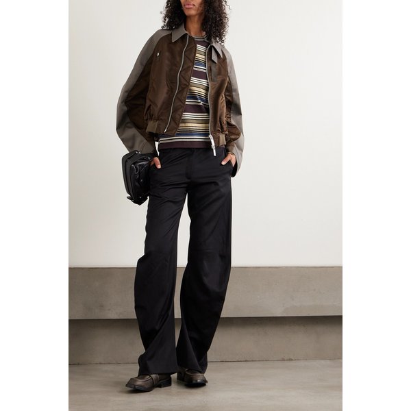 코튼 캔버스와 쉘 봄버 재킷 브라운 46376663162958864