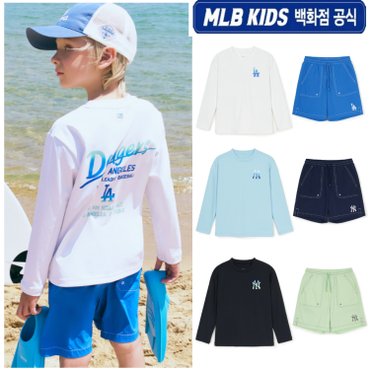 MLB키즈 (백화점공식) 25SS 베이직 티셔츠형 래쉬가드 세트  7ASWB2253 (3color)