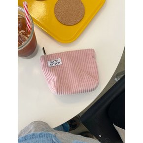 코듀로이 파우치 ( Pastel pink ) Slowstitch x Loft jp