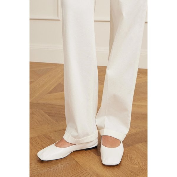가죽 스퀘어 토 발레리나 플랫 슈즈 46376663162905537