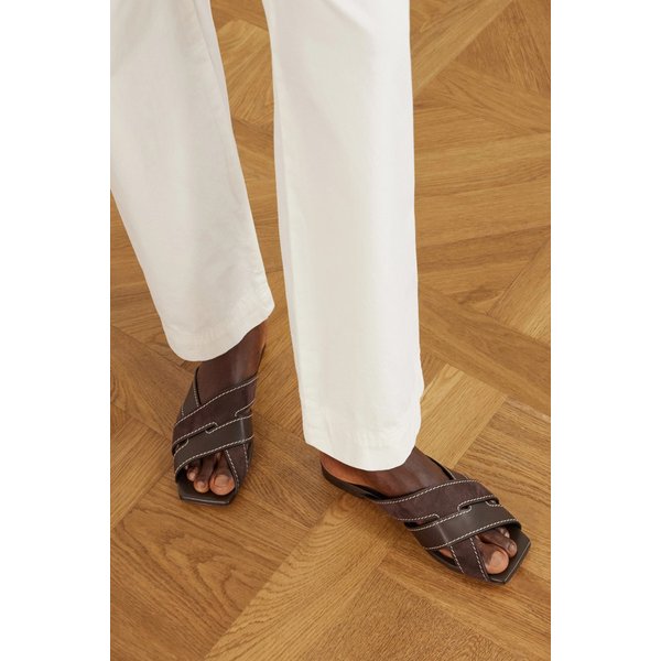 스웨이드 및 가죽 샌들 다크 브라운 46376663162951709