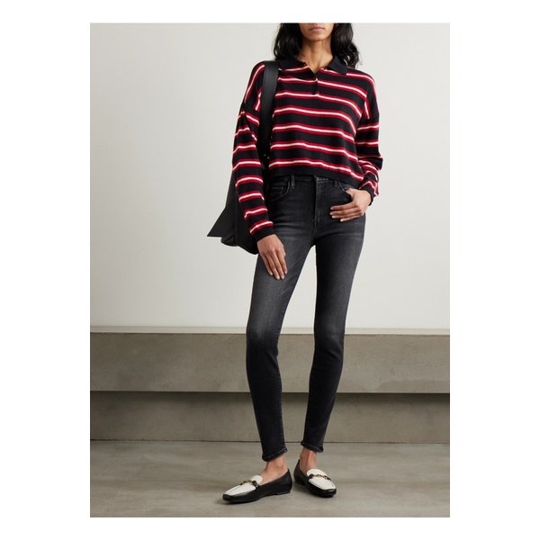 더 루커 미드라이즈 스키니 진 블랙 1647597349715522