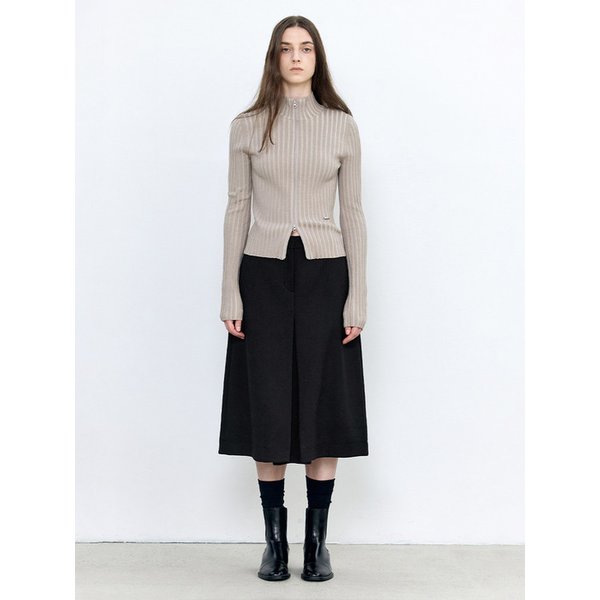 듀얼 컬러 니트 집업 ASH BEIGE