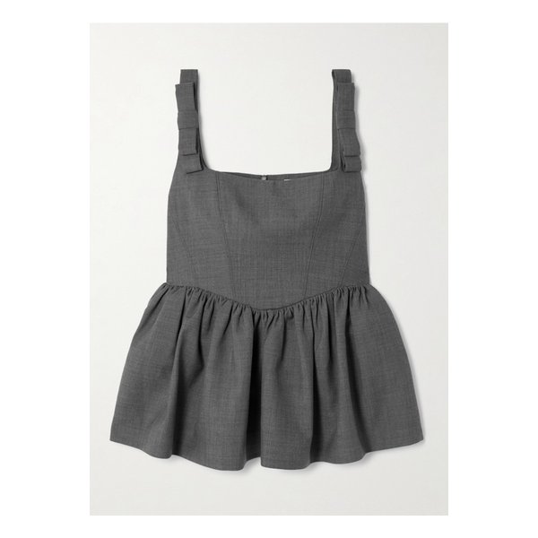 보우 디테일 우븐 페플럼 탑 그레이 46376663162889009