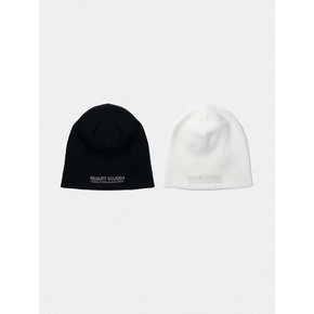 [2PACK] 레터링 로고 니트 비니_2color