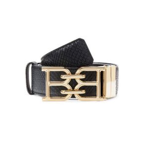 4104751 Bally Logo Leather Reversible Belt - BLACK GOLD 68406320