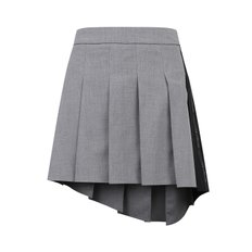 WOMEN UNIBALANCED PLEATS SKIRT_V21C2PC334_GY