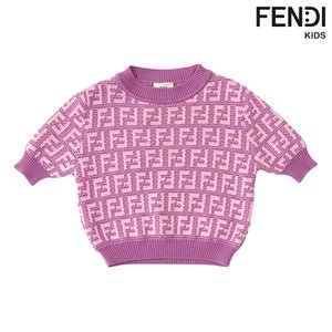 펜디 키즈 FF 로고 패턴 라운드 넥 반팔 니트 티셔츠 JFG116AMJF