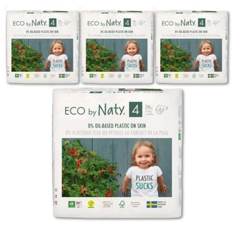 네띠 [Eco by Naty] 네띠 친환경 밴드 기저귀 4단계 26매 x 4팩