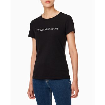 Calvin Klein Jeans 여성 슬림핏 인스티튜셔널 로고 반팔 티셔츠(J224949)