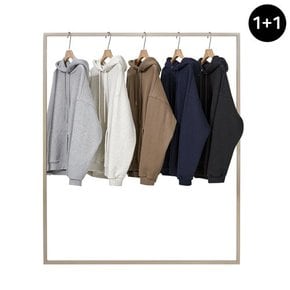 [1+1] 플루크 에센셜 오버핏 무지 기모 후드 티셔츠 FHT501 / 5color