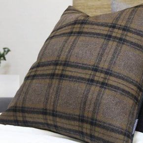 Camelbrown Gray Check Wool Cushion