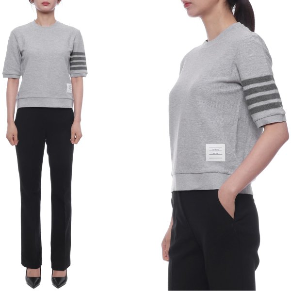 [부산점] 26SS 여성 사선 스트라이프 반팔티셔츠 (FJS222A J0248 050 26S)