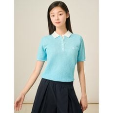 [빈폴솔솔니트] 투톤 믹스 칼라넥 반소매 풀오버  스카이블루 (BF5451C11Q)