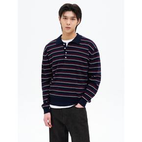 핀 스트라이프 카라 니트  네이비 (425251LY3R)