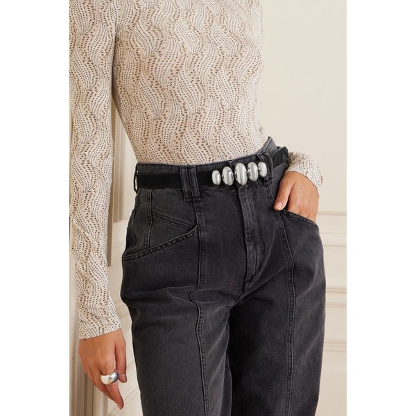 퍼즈 장식 누벅 벨트 블랙 1647597317176393