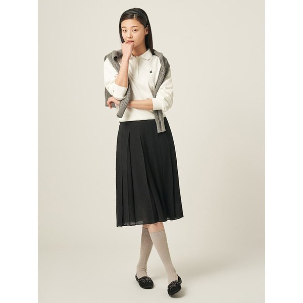 쉬폰 플리츠 스커트  블랙 (BF5727C215)