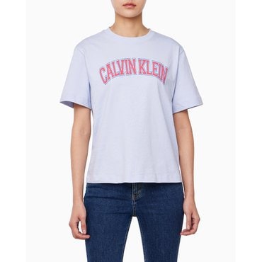 Calvin Klein Jeans 여성 박시 캘빈클라인 바시티 반팔 티셔츠(47B822G)