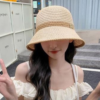 오너클랜 여성 여름 바캉스 버킷햇 1P 니트짜임 벙거지 모자