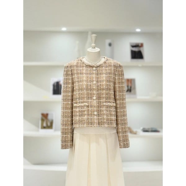 [여주점] 스퀘어 체크 트위드 자켓 ( L261MSF004)