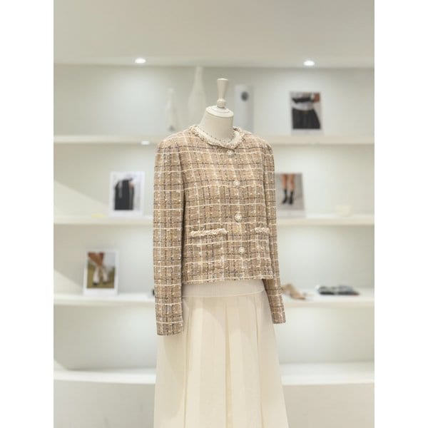 [여주점] 스퀘어 체크 트위드 자켓 ( L261MSF004)