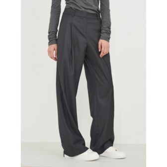 리디피 (올시즌) WOOL BLEND LONG WIDE SLACKS_GREY