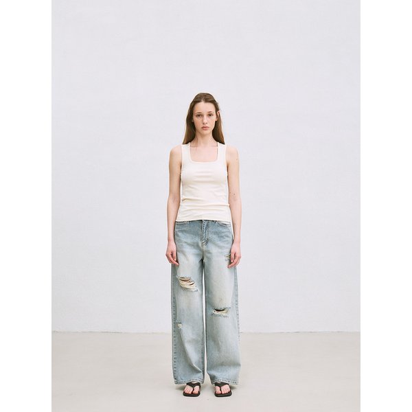 square neck tank top (cream)
