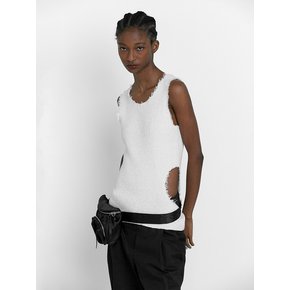 SIDE HOLE SLEEVELESS KNIT [WHITE]