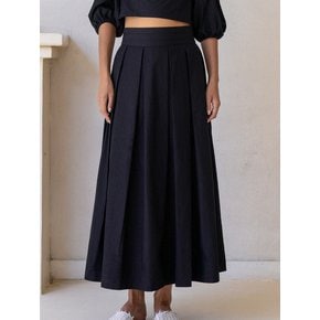 Isla Black Pleated Maxi Skirt