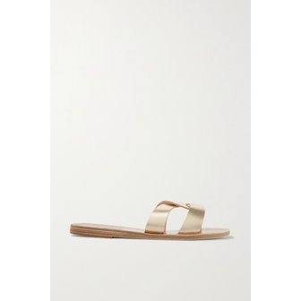 에이션트그릭샌들 데스모스 컷아웃 메탈릭 가죽 슬라이드 골드 1890828707118177